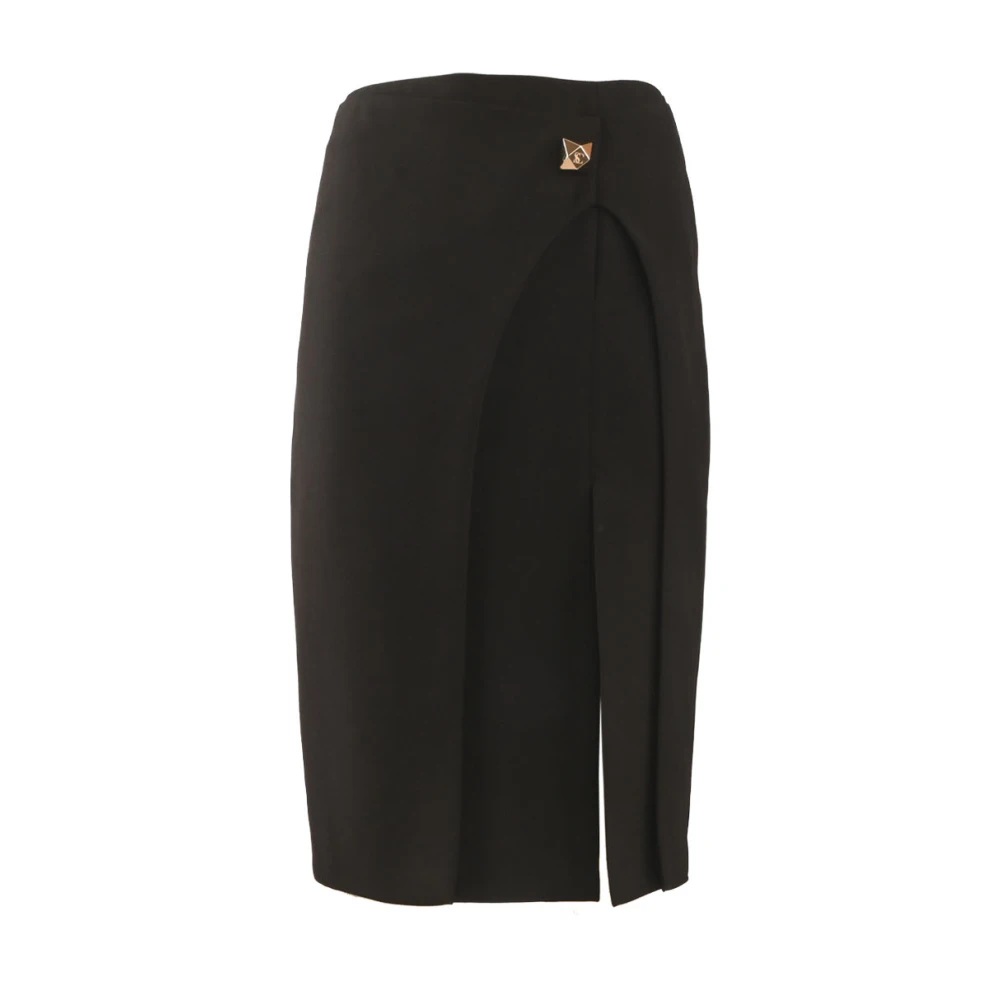 Simona Corsellini Korte polyester rok met zijsplit Black Dames
