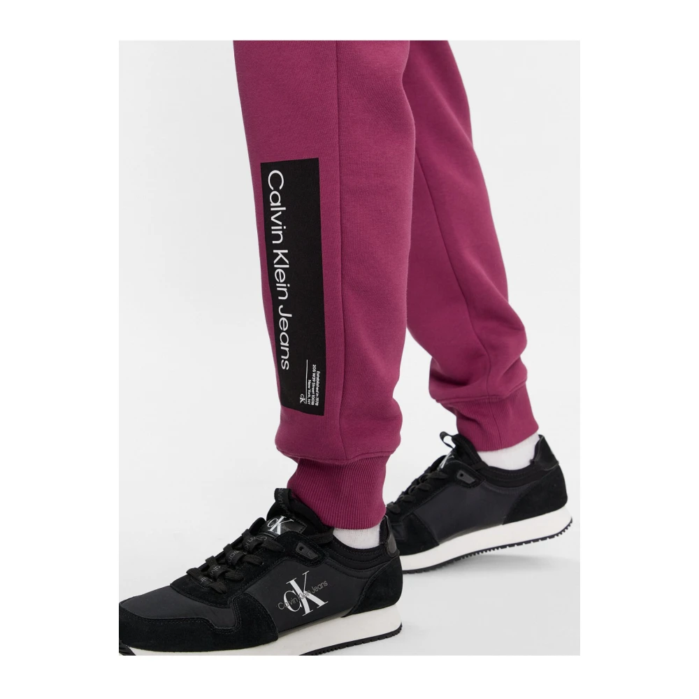 Calvin Klein Fleece Joggingbroek Rechte pasvorm Purple Heren