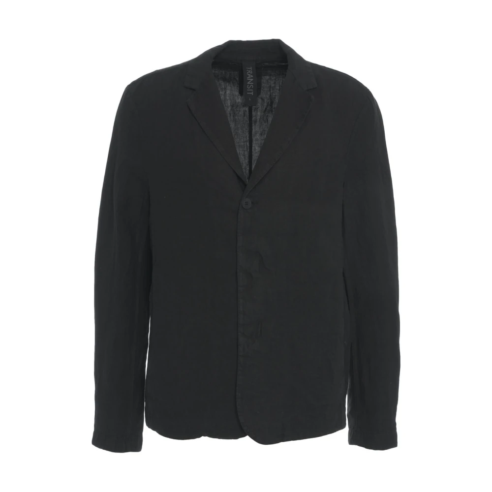 Transit Zwarte Linnen Blazer Black Heren