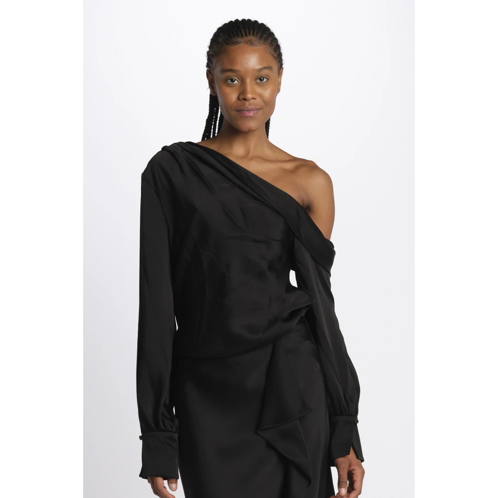 Simkhai Zwart Satijnen Shirt Alice Black Dames