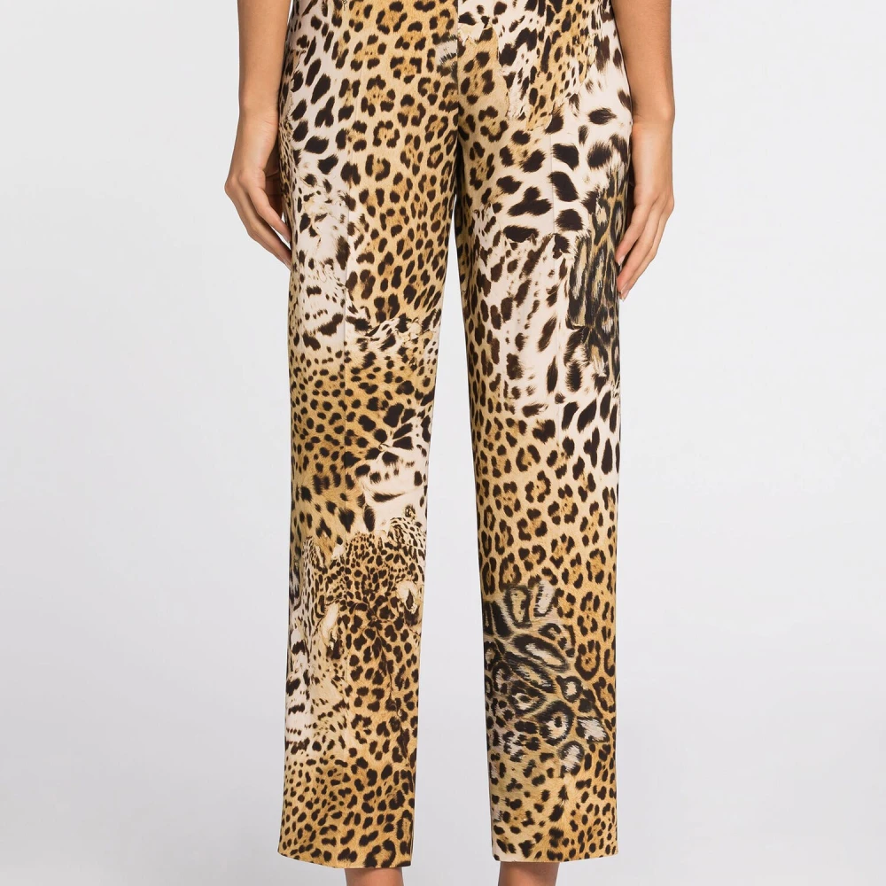 Roberto Cavalli Luipaardprint Cropped Broek Brown Dames