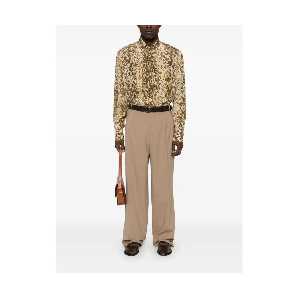 Tom Ford Lichtbruine Button-Up Overhemd Brown Heren