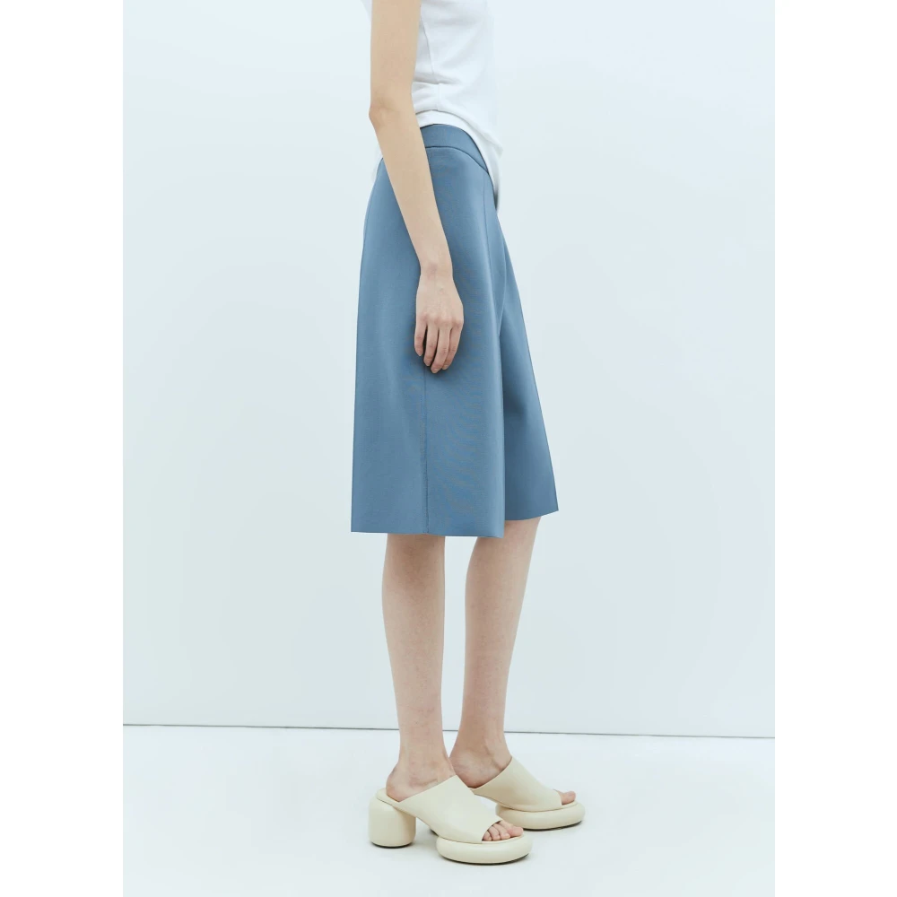 Jil Sander Gebreide Bermuda Shorts met Middenplooien Blue Dames