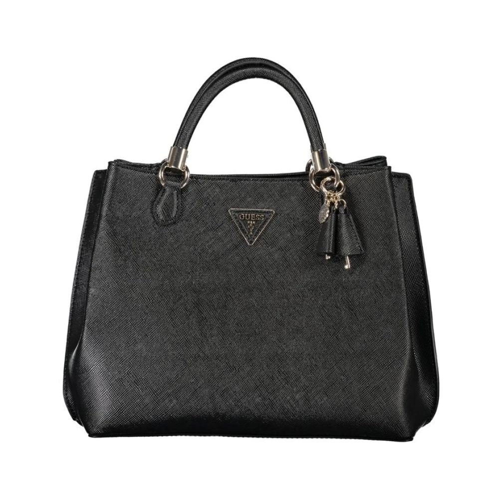 Guess Zwarte polyethyleen handtas met verstelbare schouderband en meerdere compartimenten Black Dames