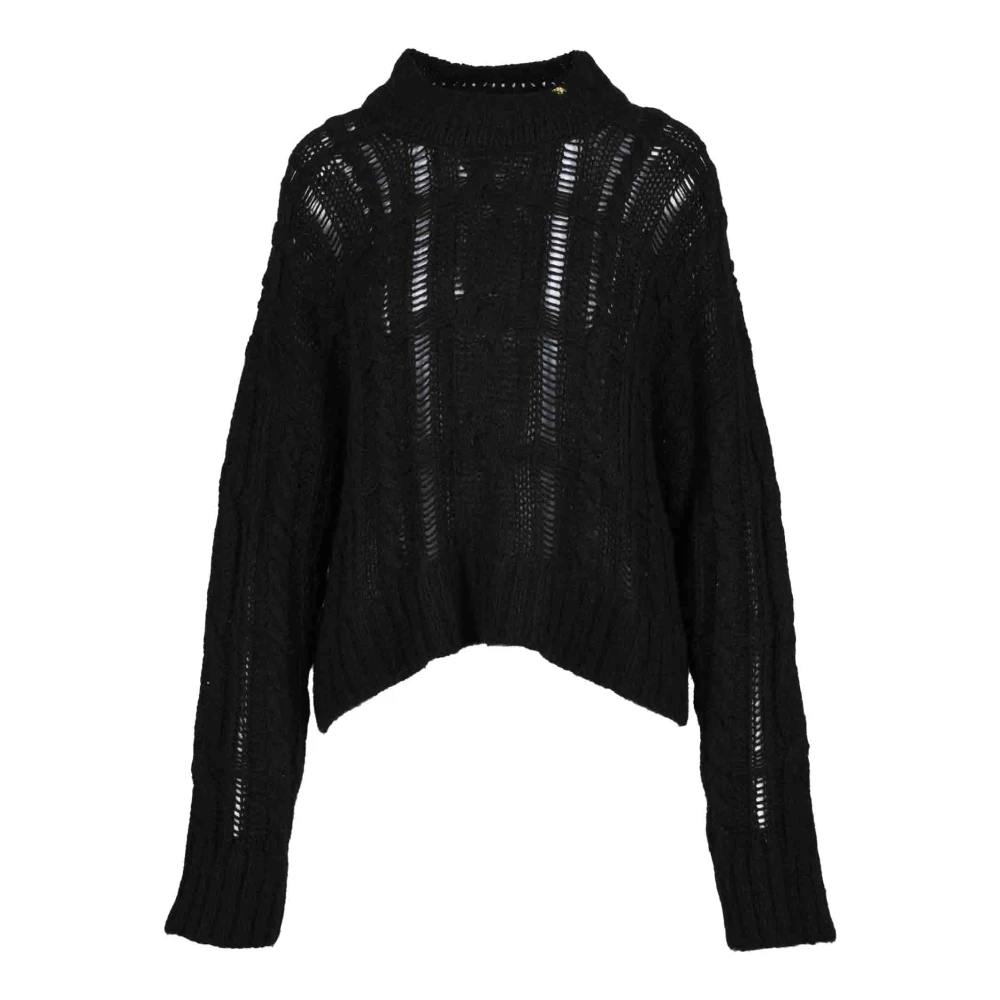 Pinko Zachte Gebreide Trui Mix Alpaca Cashmere Black Dames