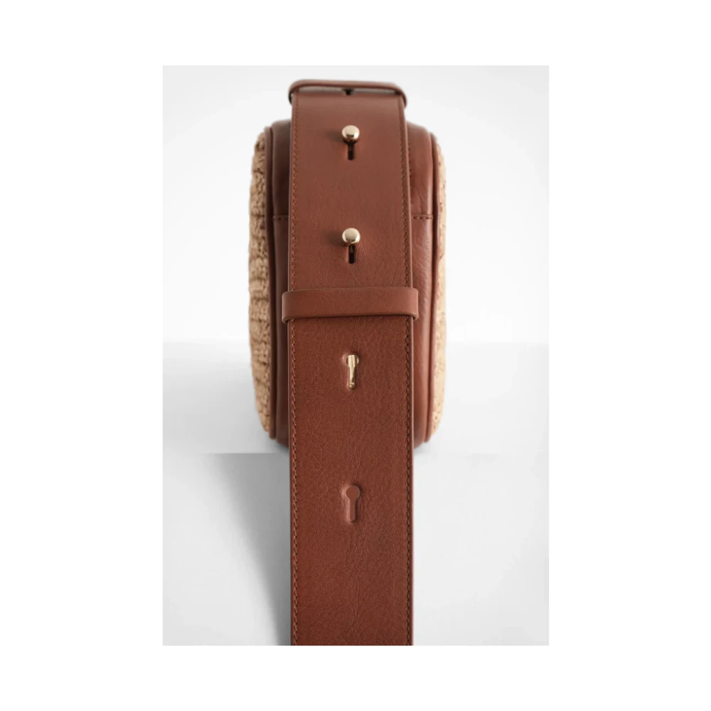 Ibeliv Raphia en Leren Schoudertas Beige Dames