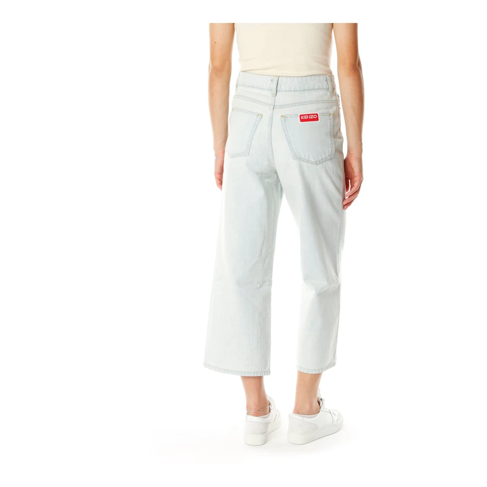 Kenzo Cropped Wide Leg Jeans Blue Dames