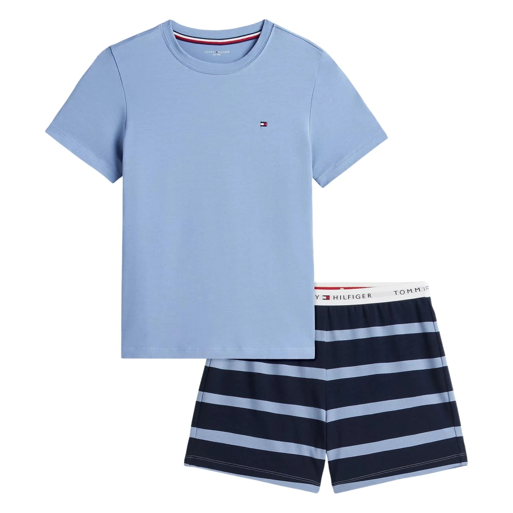 Tommy Hilfiger Boys Blue Kids Nightwear, 10 Y, Signature Essential Shorts Pyjama Set