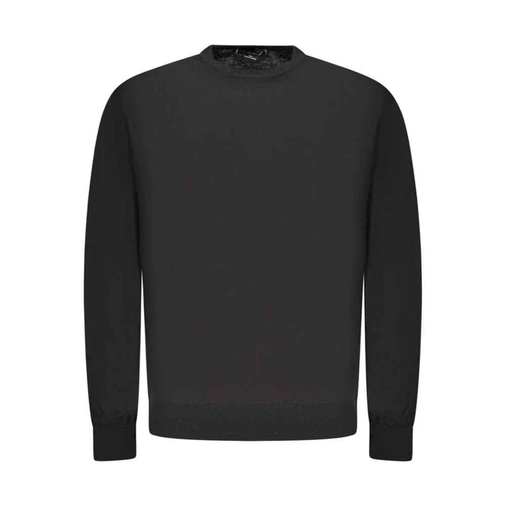 Guess Men's Black Round-Neck Knitwear, M, Wool Crew Neck Jumper