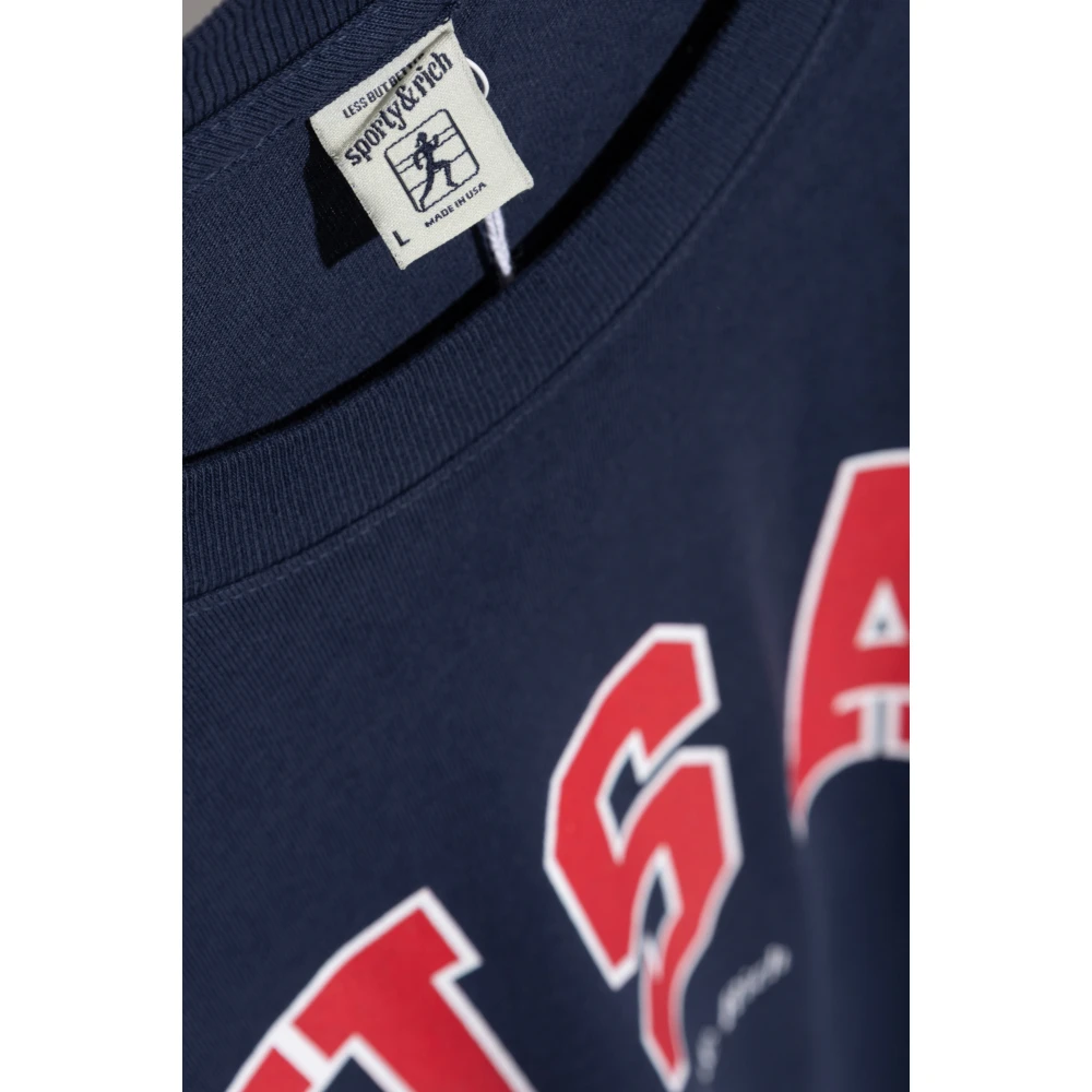 Sporty & Rich Katoenen T-shirt Blue Unisex