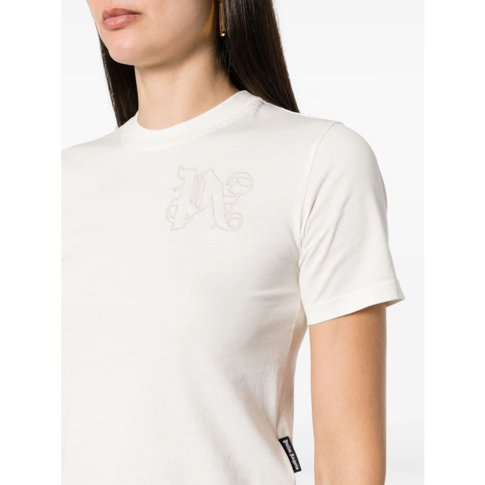 Palm Angels Witte T-shirts en Polos met geborduurd logo White Dames