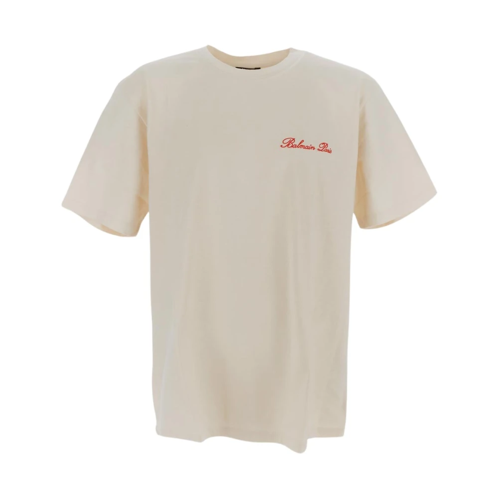 Balmain Crème T-shirt met korte mouwen Beige Heren