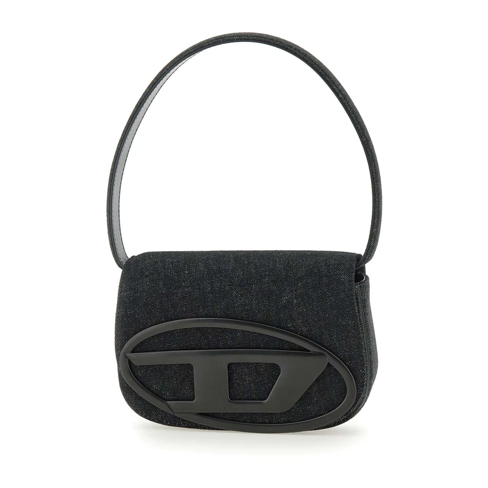 Diesel Zwarte schoudertas met Oval D-plaat Black Dames