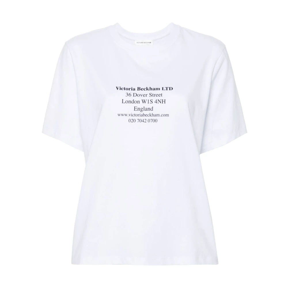 Victoria Beckham Logo Print Ronde Hals T-shirt White Dames