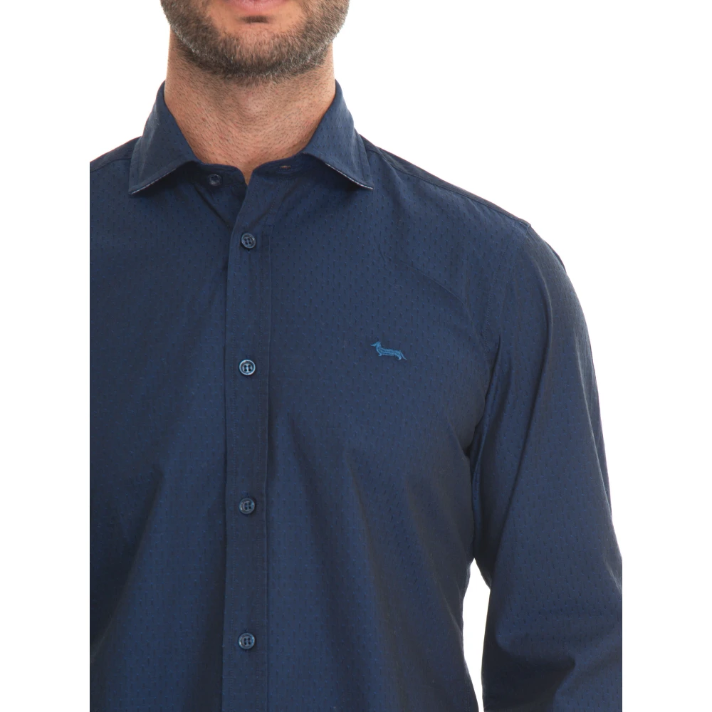 Harmont & Blaine Casual Overhemd met Tegel Micro Print Blue Heren