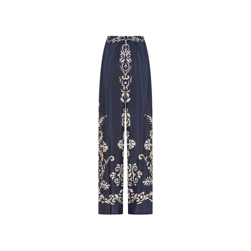 Seventy Women's Blue Wide Trousers, Xs, Pantalone Stampato
