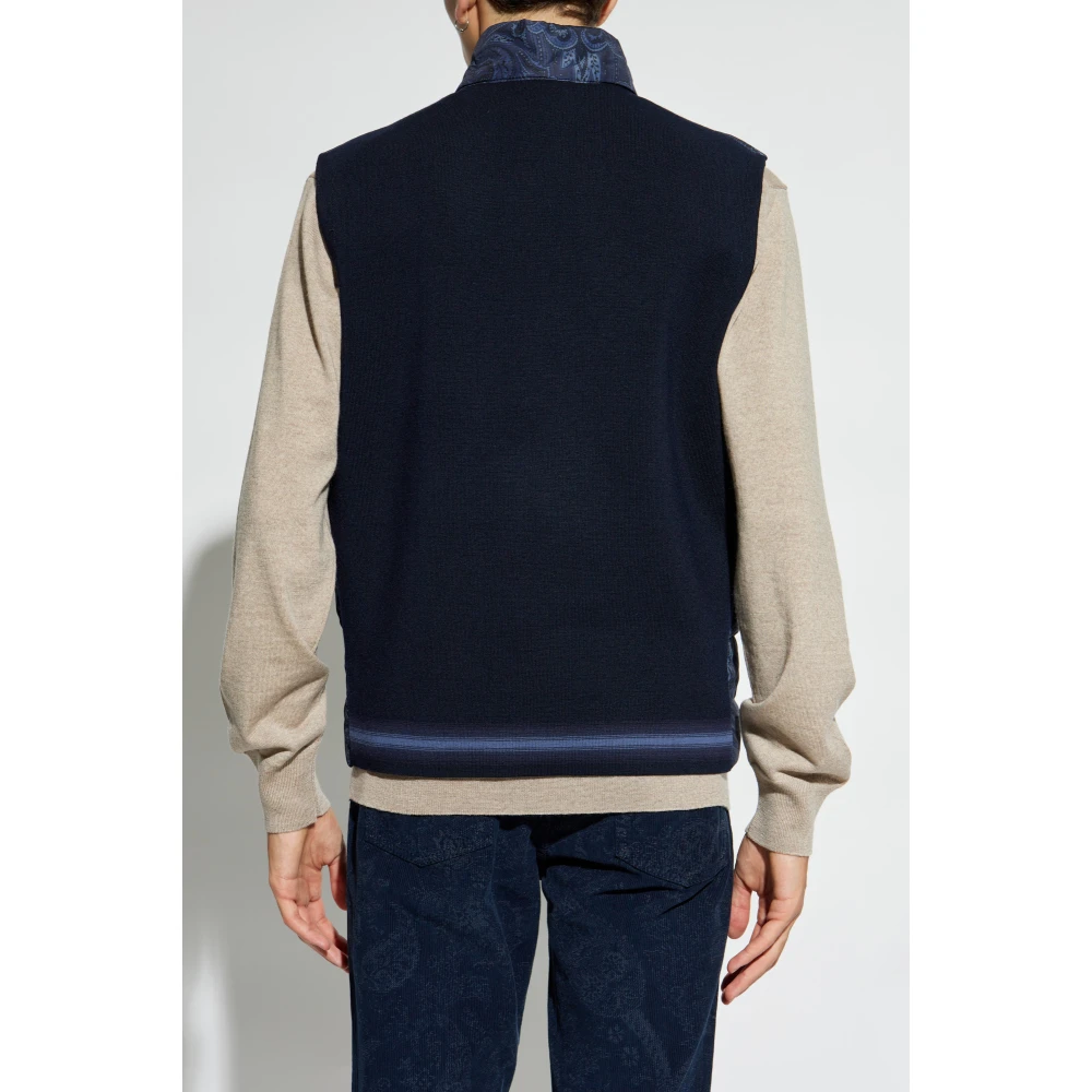 ETRO Vest met gewatteerde voorkant Blue Heren