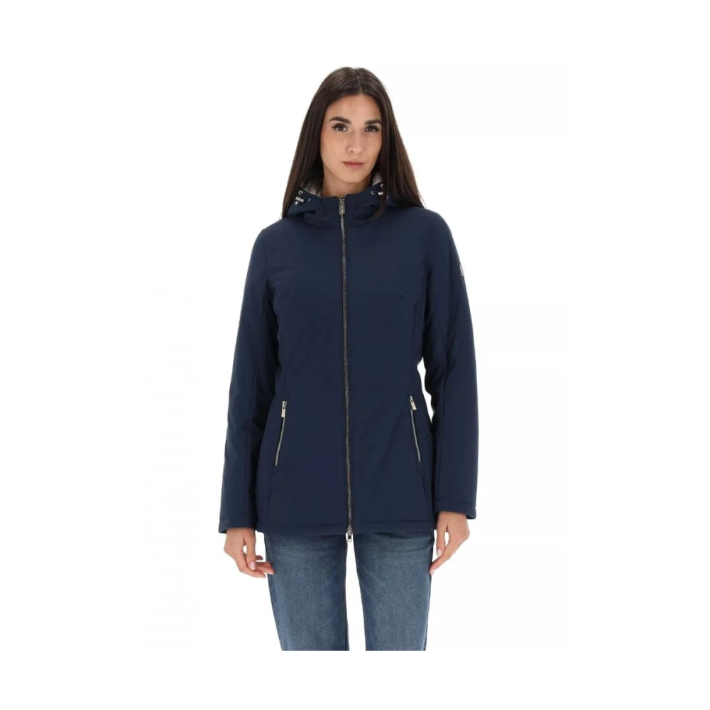 YES ZEE Blauwe Nylonjas met capuchon Blue Dames