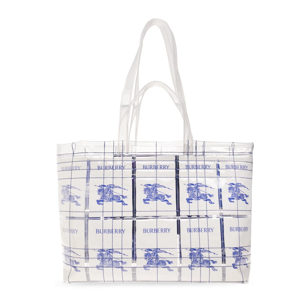 Burberry Unisex White Shopping Bags, One Size, Ekd Label Shopper Bag