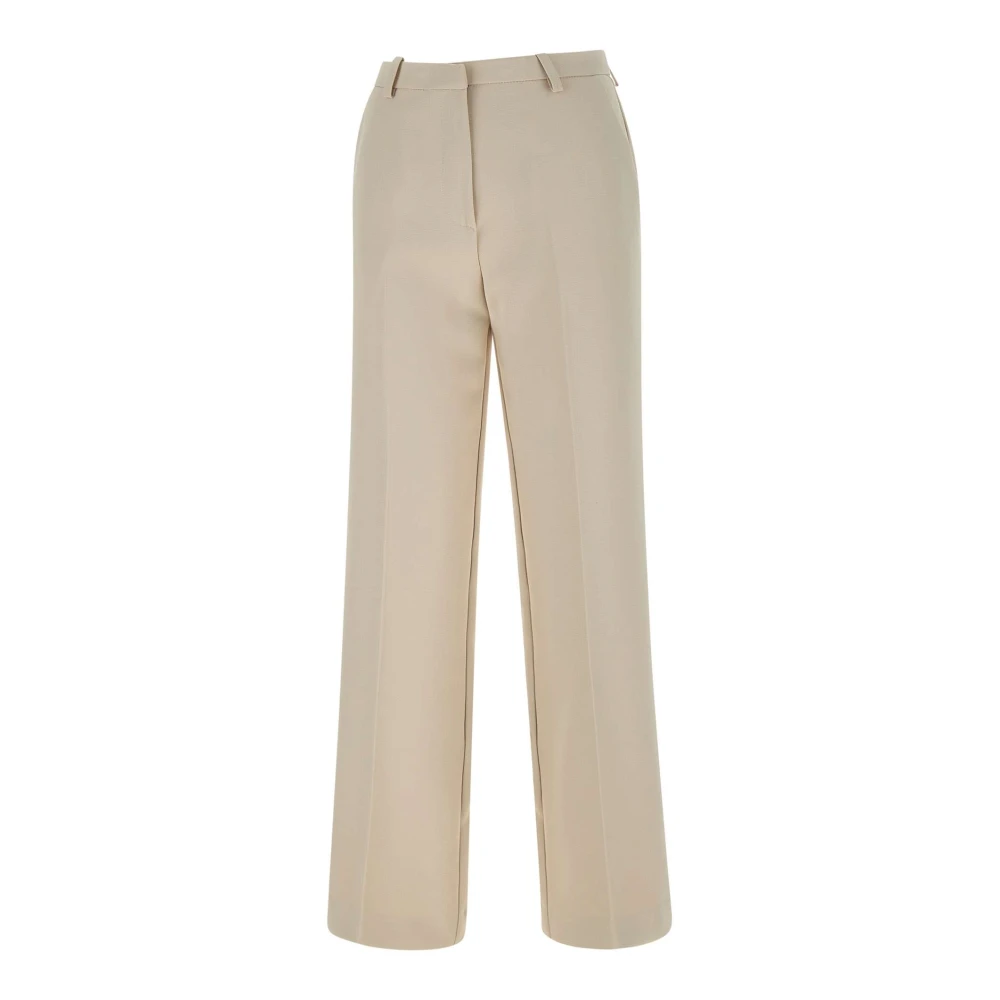 Kaos Ivory Stretch Crepe Wide Leg Trousers White Dames