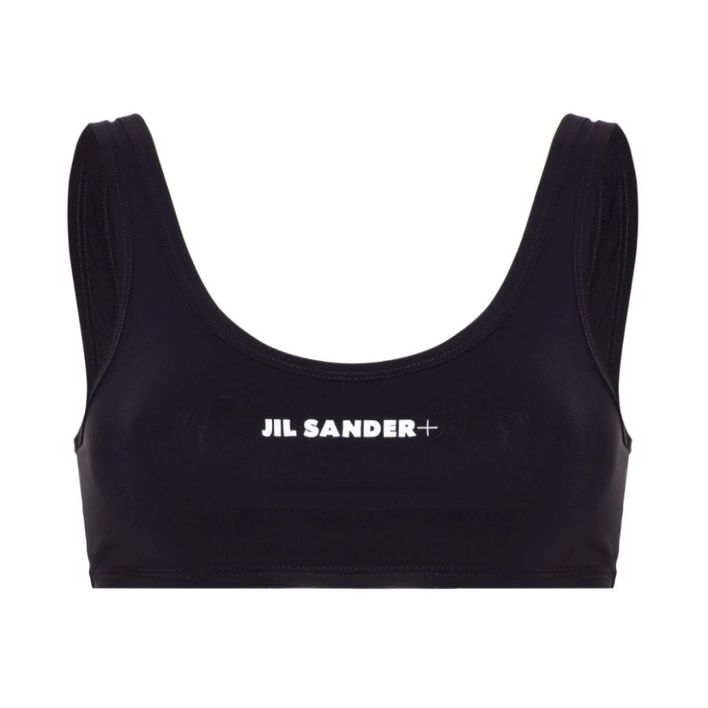 Jil Sander Blauwe Logo Elastische Top Blue Dames
