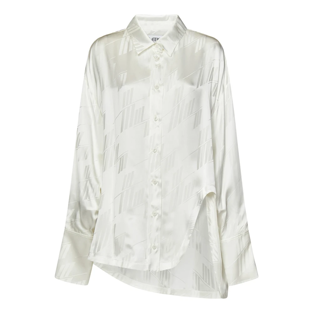 The Attico Oversized Wit Jacquard Satijnen Shirt White Dames