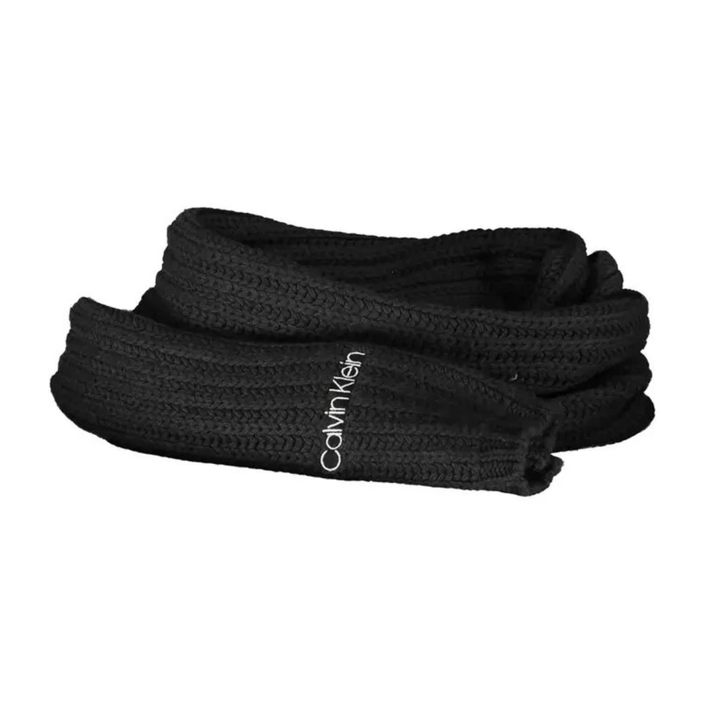 Calvin Klein Zwart Geborduurde Katoenen Sjaal Black Dames