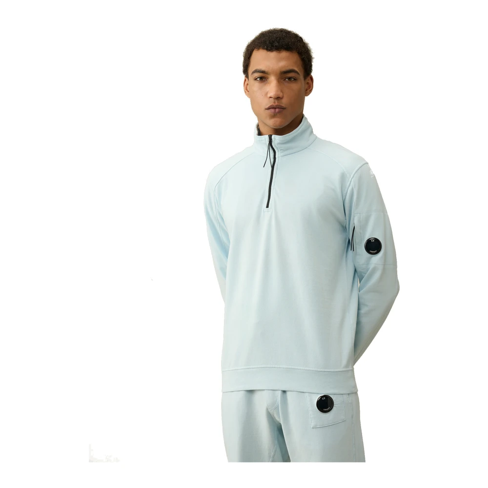 C.P. Company Quarter Zip Sweater met Lens Detail Blue Heren