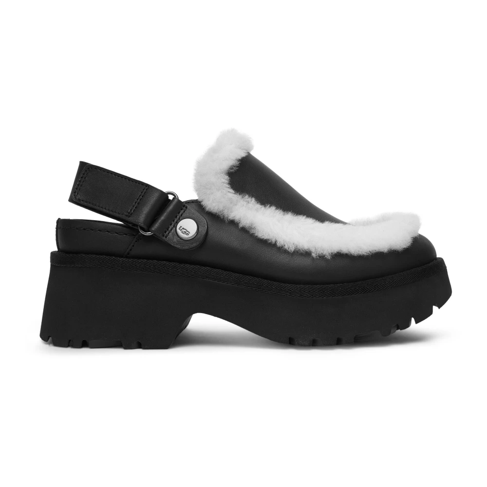 UGG® Esmee Leather Clog for Women in Black, Size 6, Leather/Polyester - Image 2
