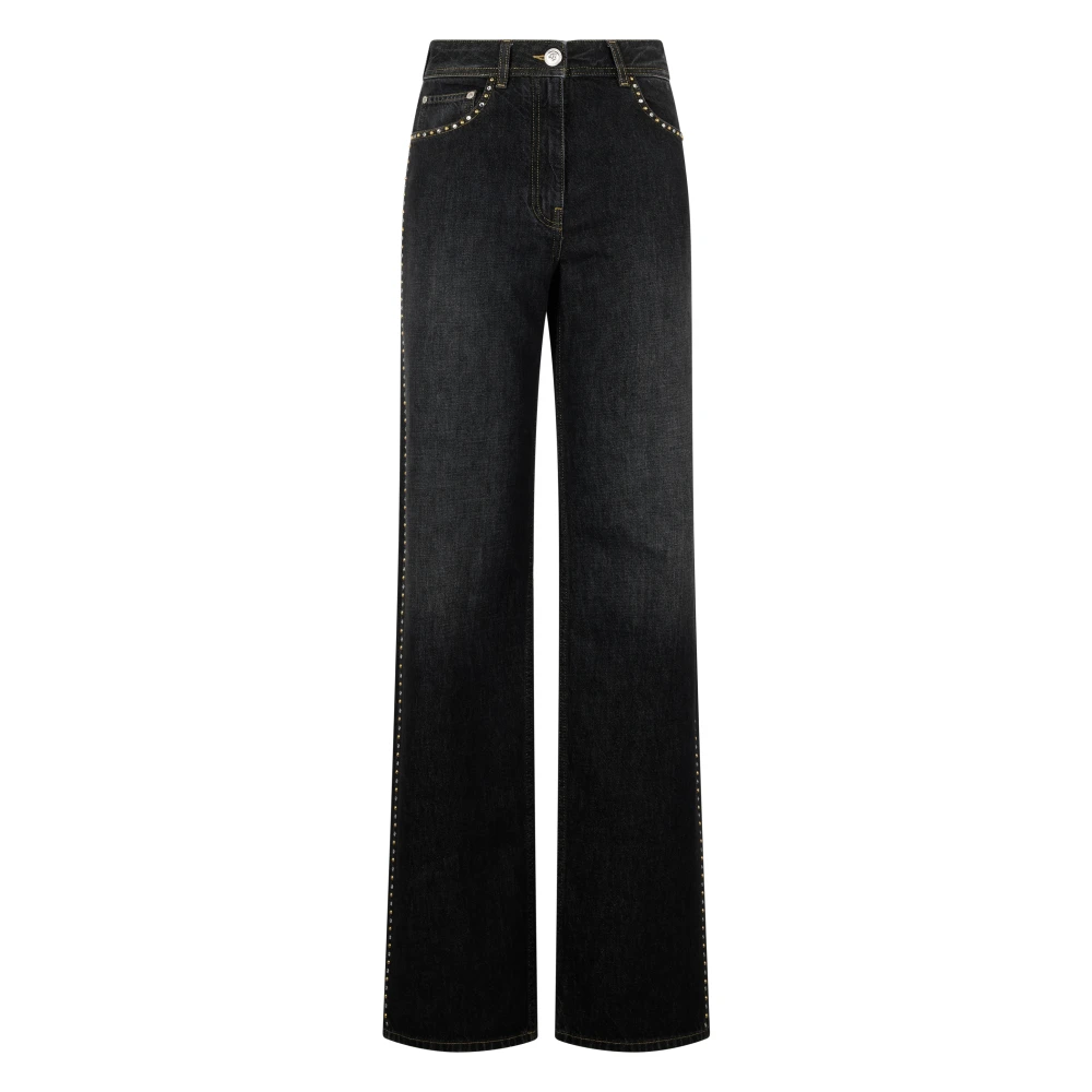Versace Women's Blue Regular High-Waisted Jeans With Studs
