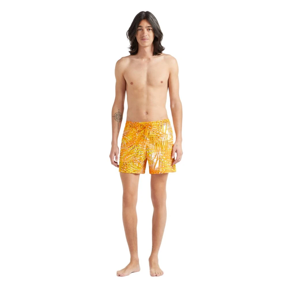 Vilebrequin Korte palmblader stretch zwemshorts voor heren Orange Heren