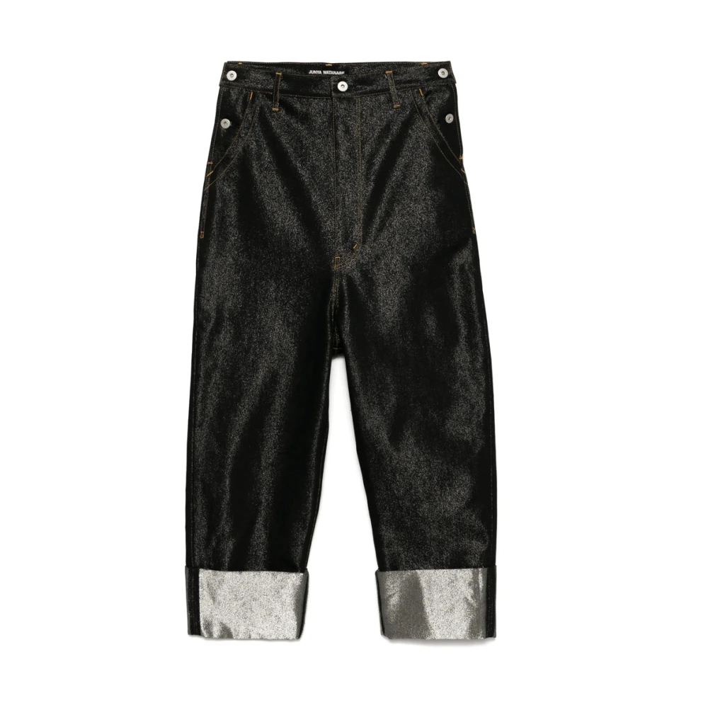 Junya Watanabe Zwarte broek met knoopsluiting en riem Black Dames