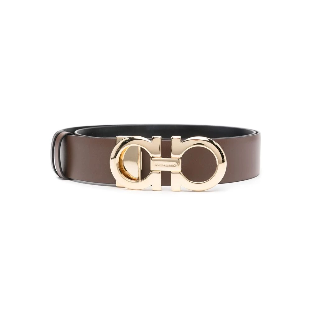 Salvatore Ferragamo Bruin zwarte omkeerbare riem met Gancini gesp Brown Dames