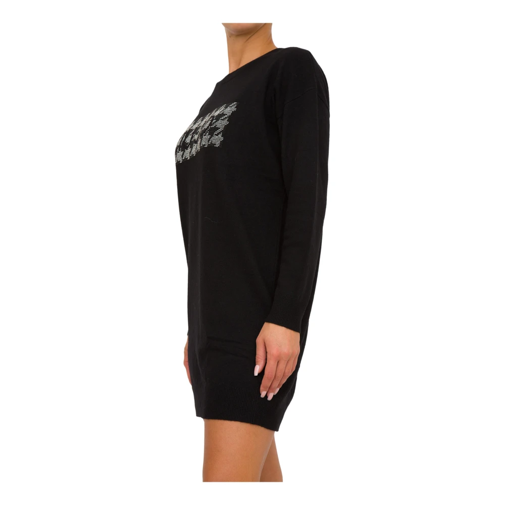 Liu Jo Logo Zwarte Gebreide Jurk Black Dames