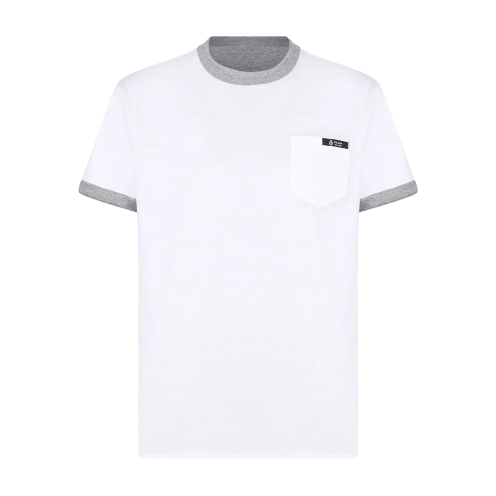Prada Men's White T-Shirts, L, Reversible Cotton T-Shirt