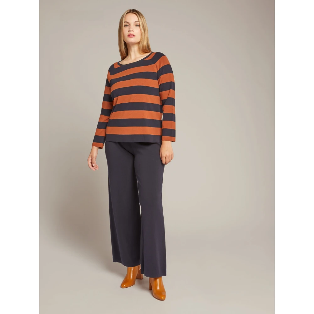 Elena Mirò Gestreepte Boxy Top van Eco Viscose Multicolor Dames