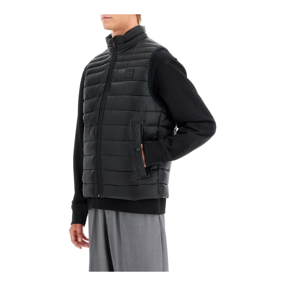 Boss Gewatteerde bodywarmer met opstaande kraag Black Heren