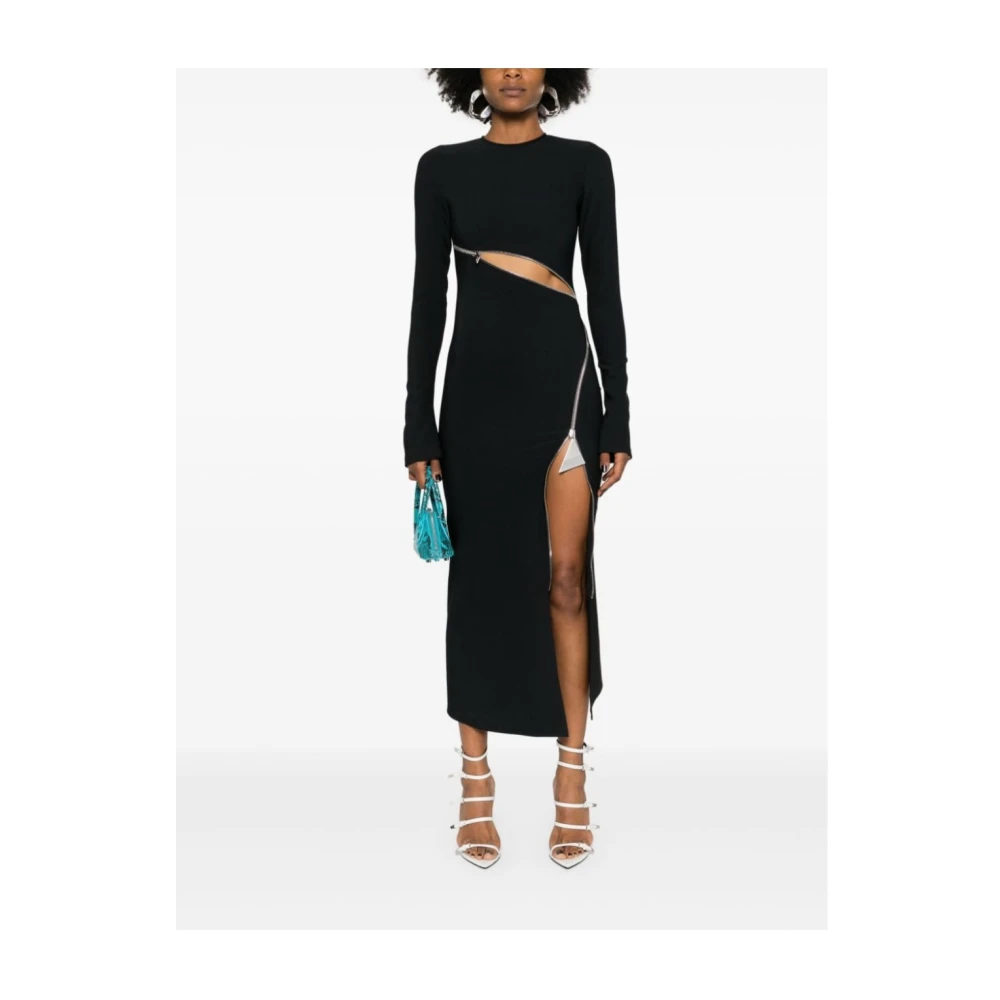 The Attico Zwarte Crepe Stretch Midi Jurk Black Dames