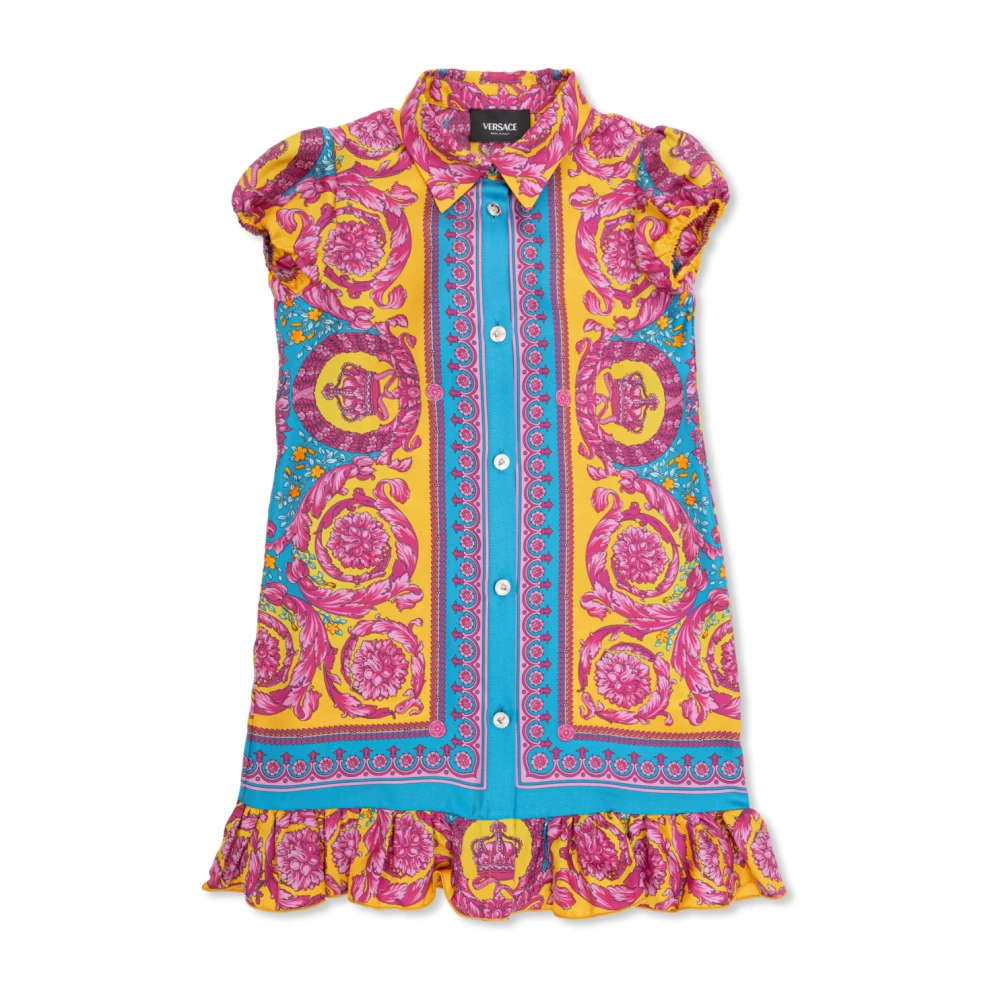 Versace Unisex Multicolor Printed Silk Twill Dress