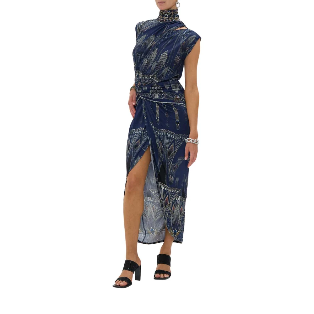 Camilla Jersey Jurk met Verzamelde Colum Blue Dames