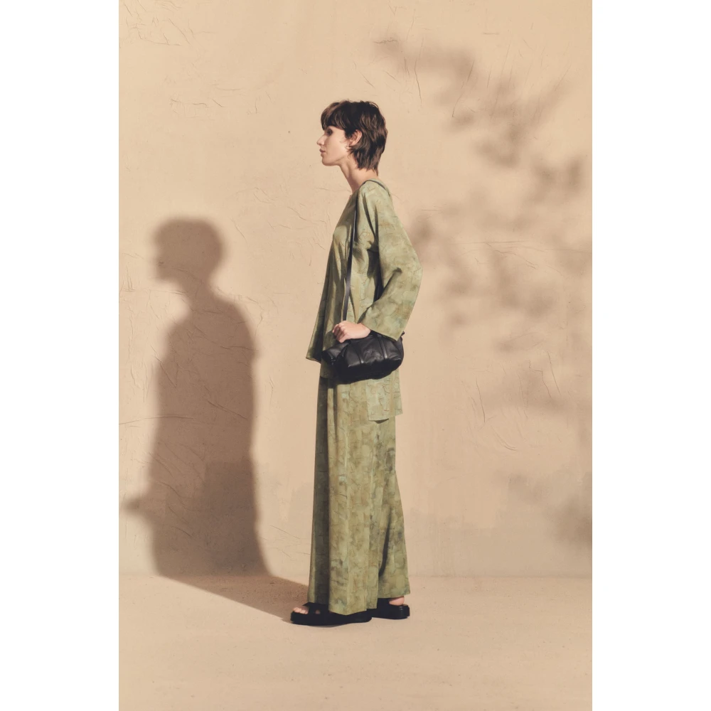 Cortana Abstracte Zijden Top Amina Print Green Dames