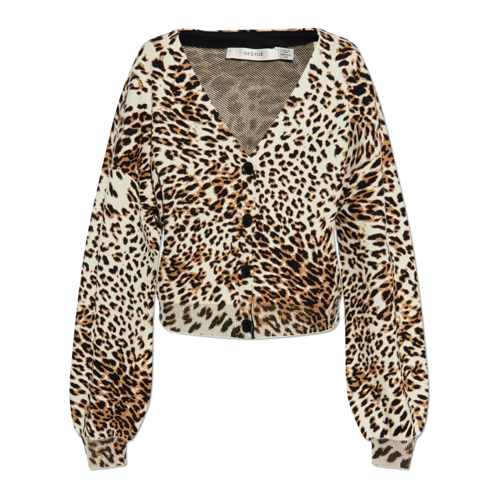 Gestuz Luipaardprint Vest met Pofmouwen Brown Dames