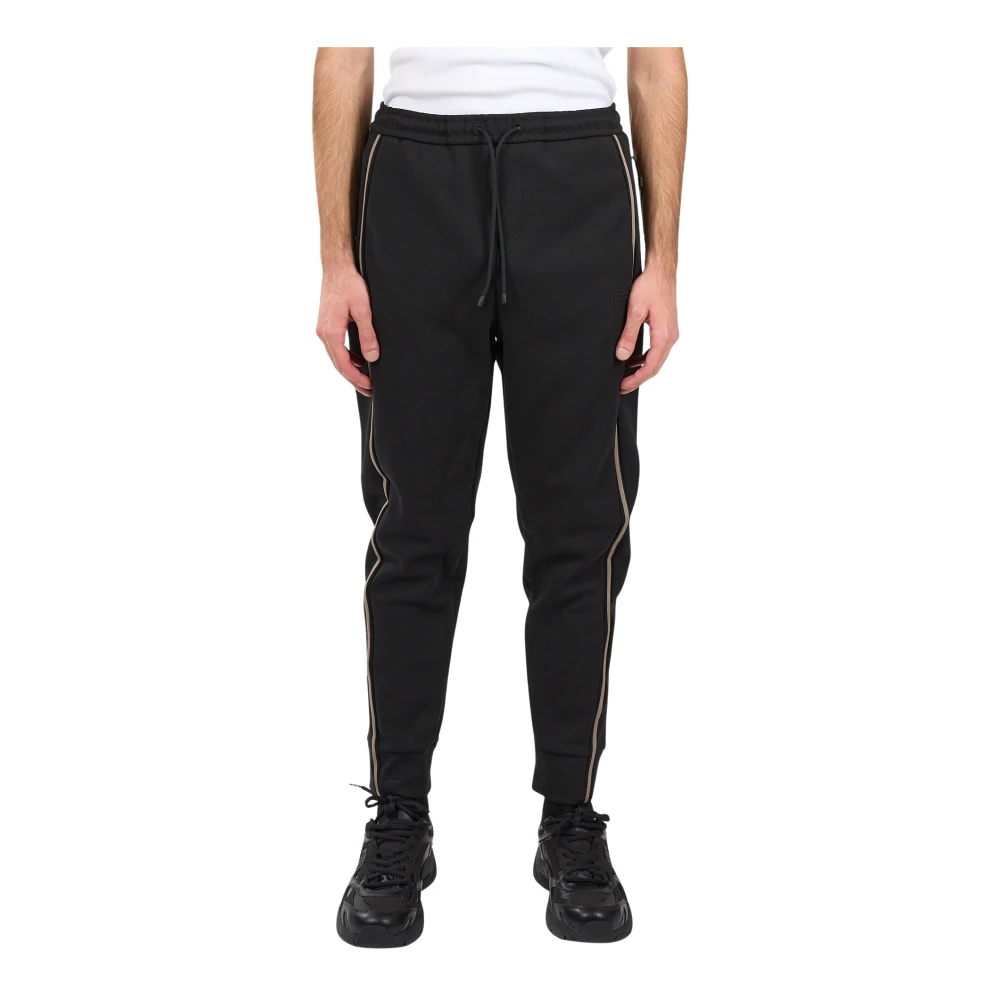 Hugo Boss Fleece Sweatpants met Trekkoord in de Taille Black Heren