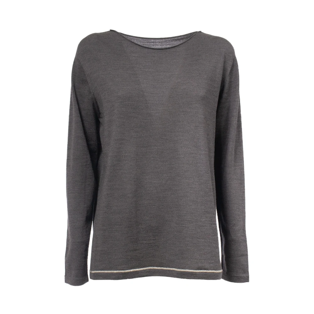 Le Tricot Perugia Trui van zuivere wol met Lurex-detail Gray Dames