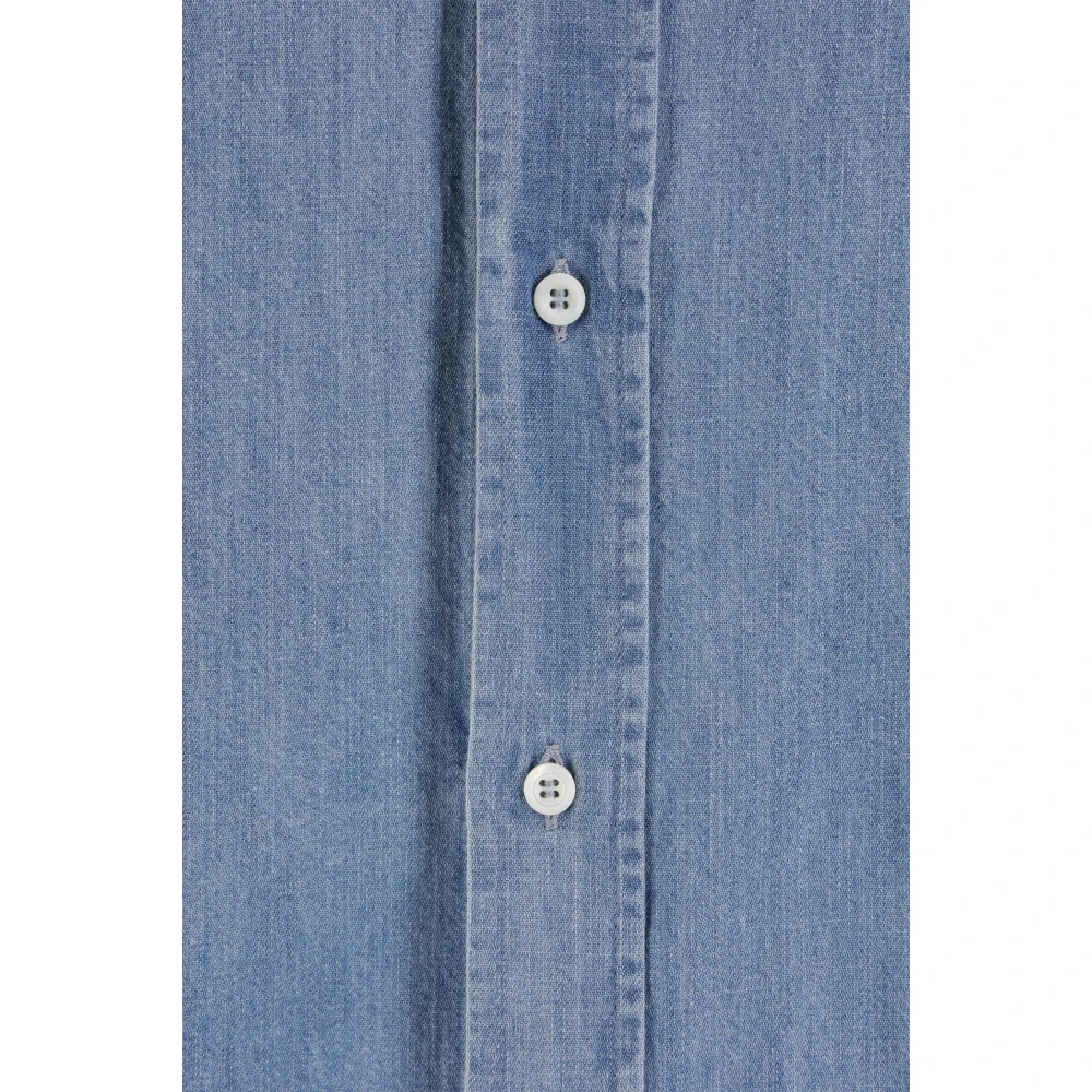 BRUNELLO CUCINELLI Denim Chambray Button-Up Overhemd Blue Heren