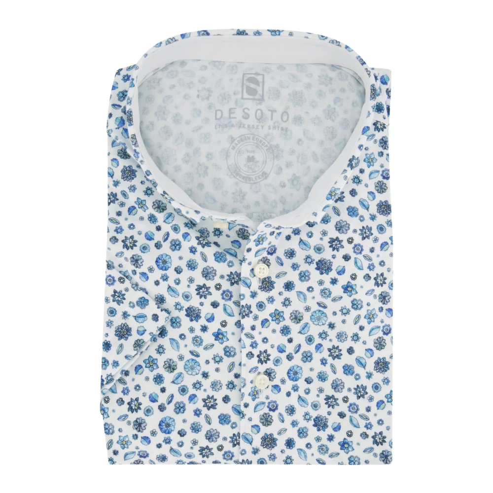 Desoto Casual korte mouw blauw overhemd Blue Heren