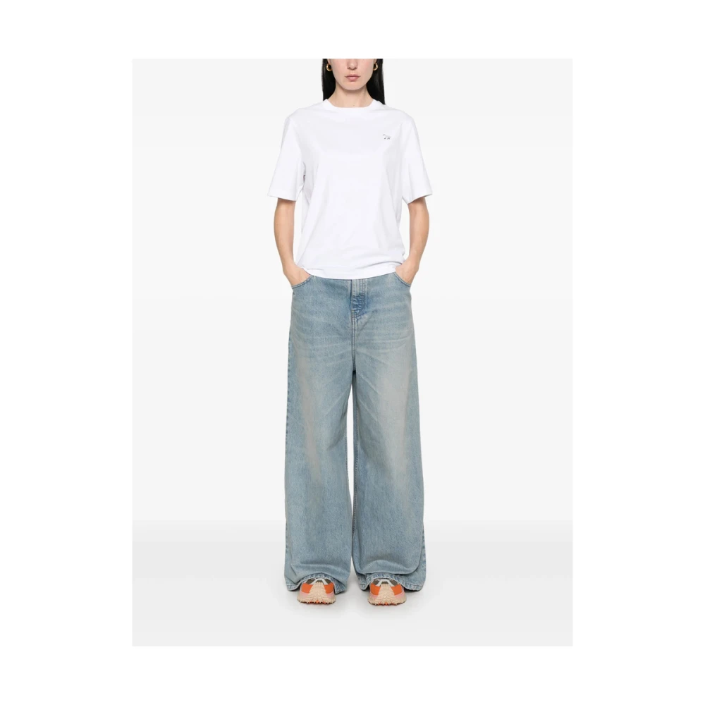 Maison Kitsuné Witte Crew Neck Korte Mouwen T-shirt White Dames