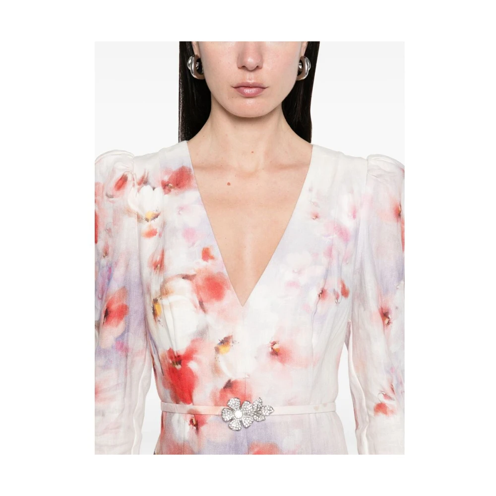 Zimmermann Witte Jurk met Ritszakken Multicolor Dames