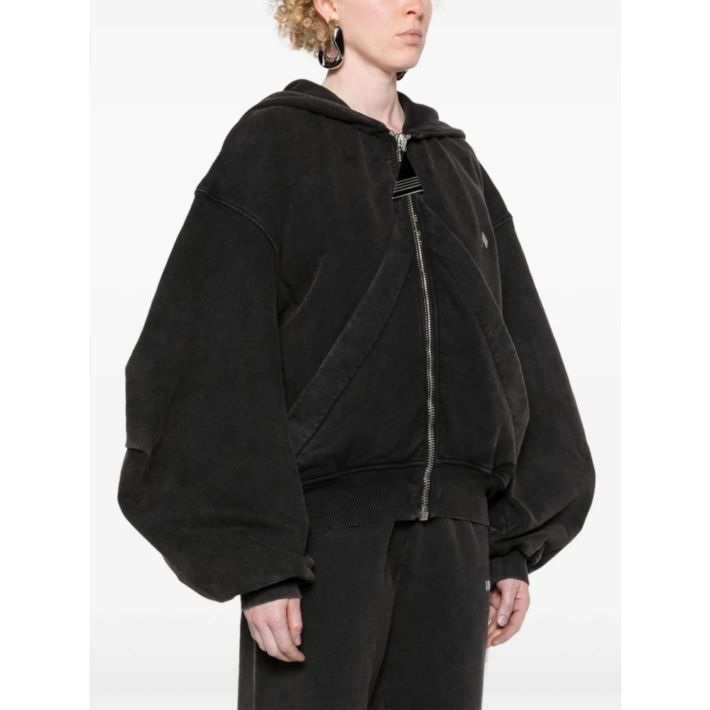 The Attico Zwarte Sweater met Logoprint en Capuchon Black Dames