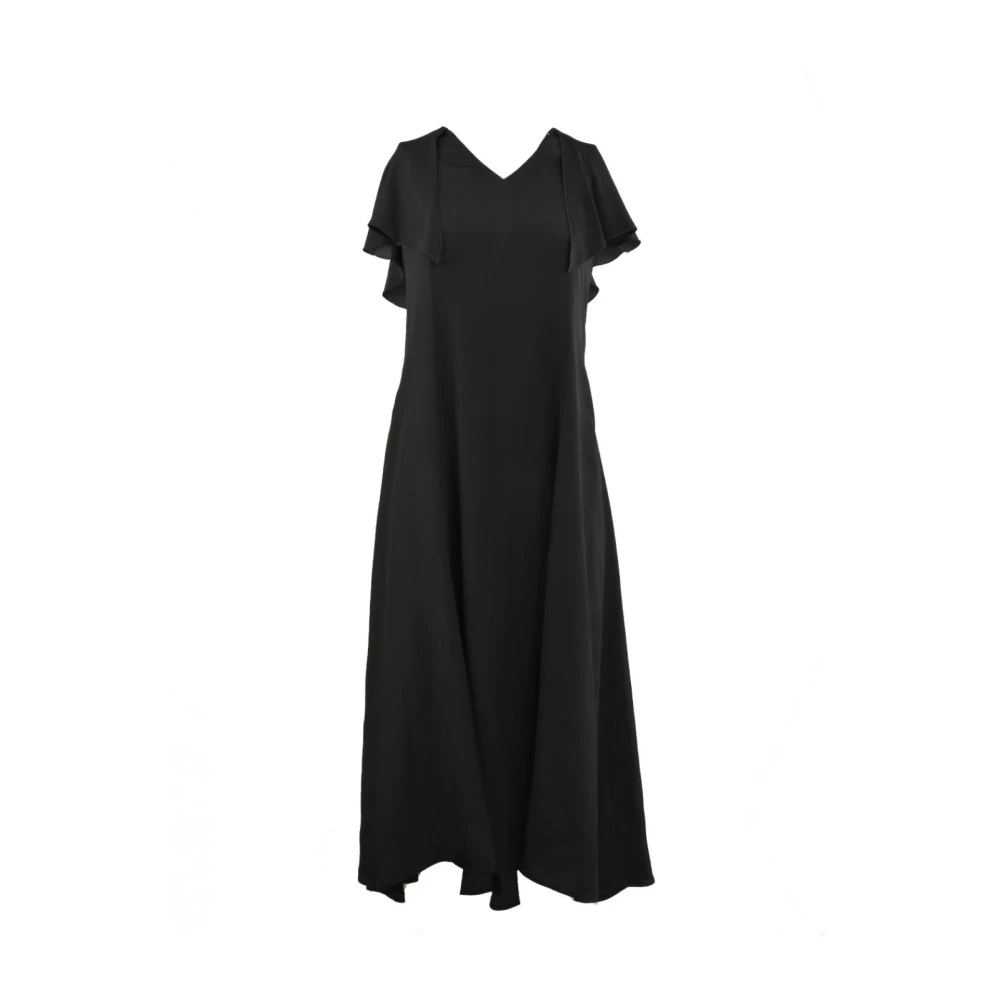 Simona Corsellini Polyester jurk met gouden kettingdetails Black Dames